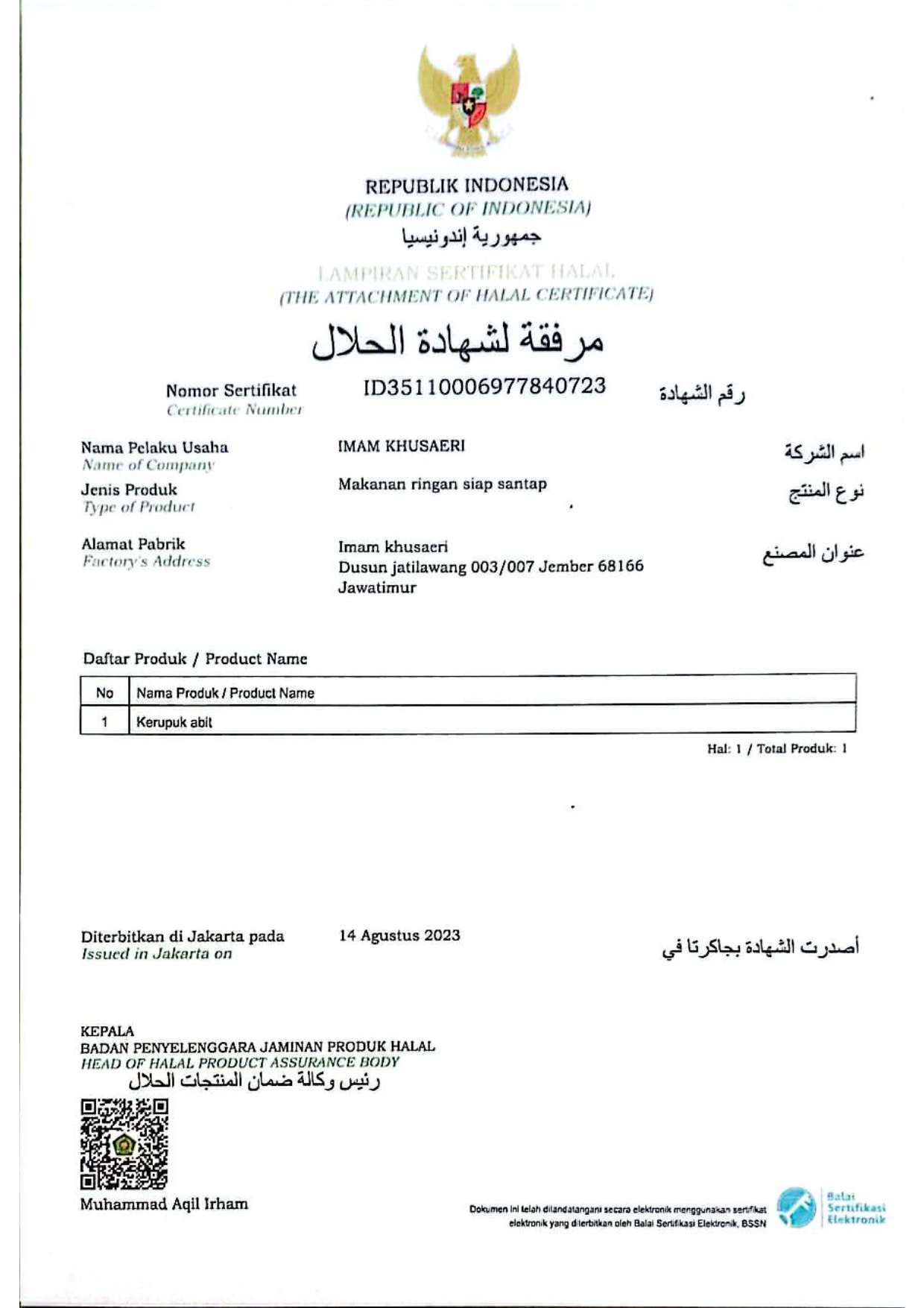 Sertifikat Halal
